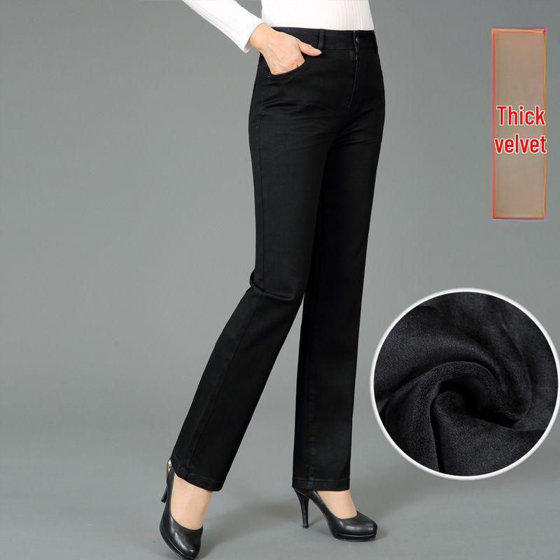 

Женские эластичные прямые джинсы Mom с высокой талией 2025 года — летние легкие свободные брюки для женщин среднего возраста 28 (95-105 lbs)