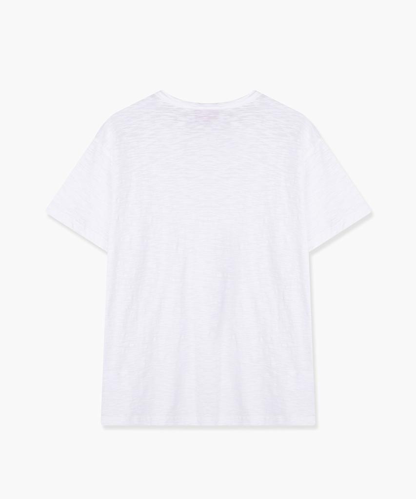PSSHOPPER Semi-Crop Slub Vintage Short Sleeve T-Shirt [White]