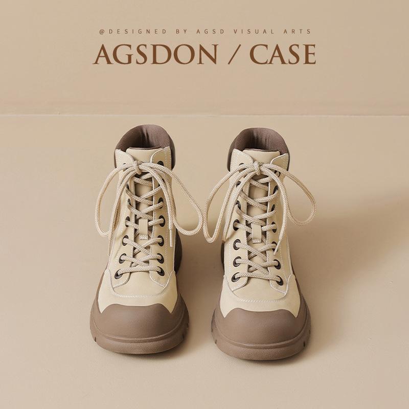 Augustine Platform Martin Boots Women's 2025 Autumn Lace-up British Short Boots Thick Heel Outdoor Mountaineering Tooling Boots