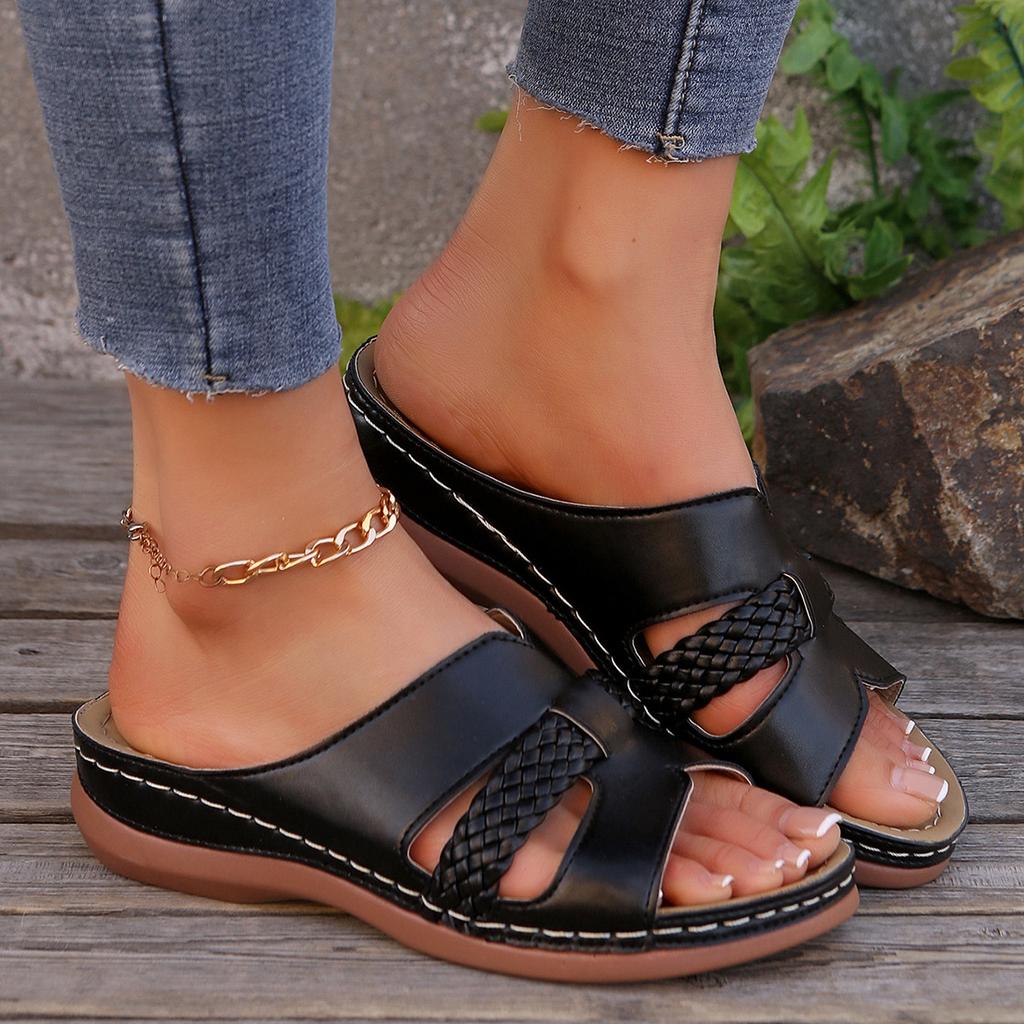 New Summer Platform Slippers Large Size Fish Mouth Word with Platform Slippers Shoes