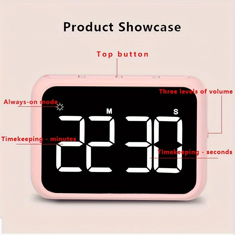 1pc Digital Kitchen Timer, LED Electronic Countdown with Adjustable, Plastic, Battery Operated 3 AAA Not Included, Clear Display for Cooking Learning
