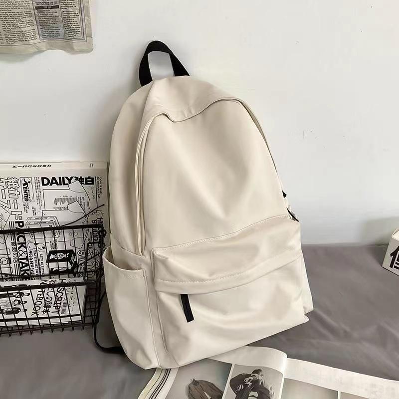 Backpack Student Campus Comfortable Canvas School Bag Junior High School Student Simple Solid Color Large Capacity Backpack