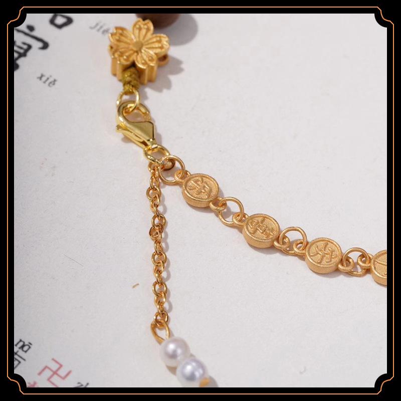 Indian Old Mountain Sandalwood & Pearl Silver-Plated Small Flower Beaded Bracelet