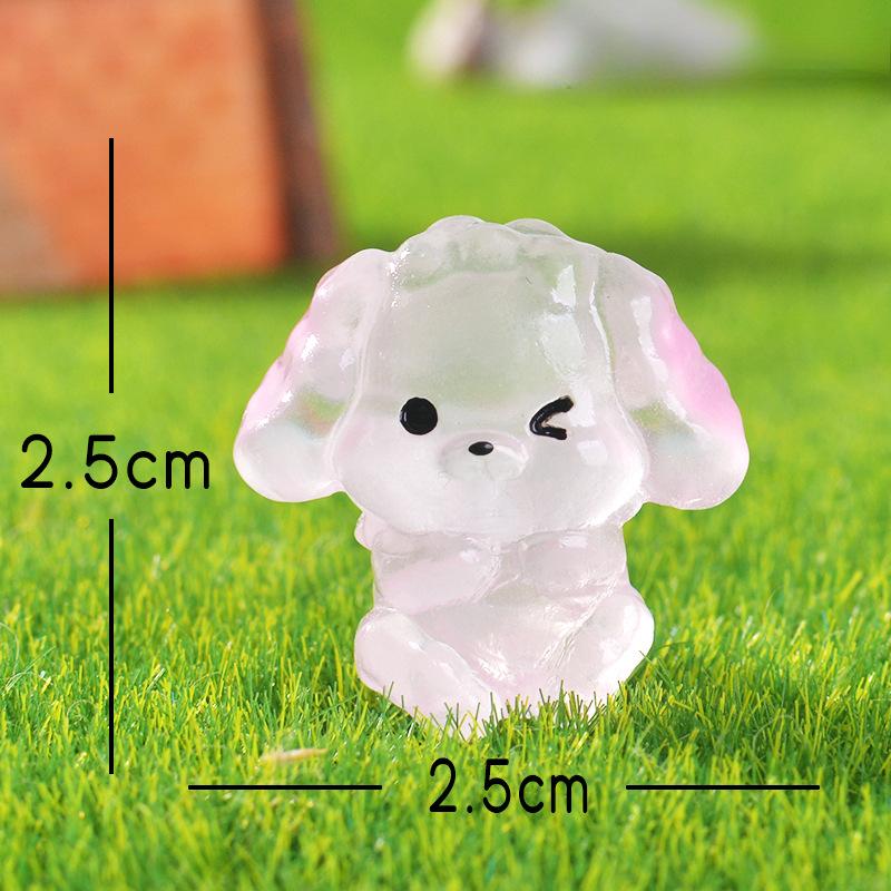 Micro-landscape Creative Cute Cartoon Transparent Glow-in-light Pink Puppy Garden Landscape Decoration Resin Small Figurine