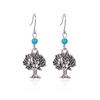 Ethnic Style Earrings European and American Turquoise Tree of Life Earrings Dobohemian Stud Earrings