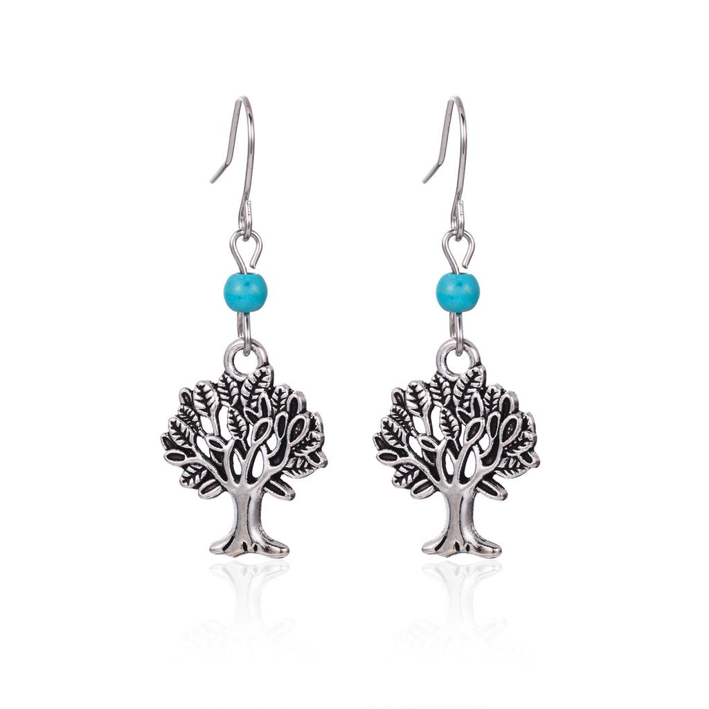 Ethnic Style Earrings European and American Turquoise Tree of Life Earrings Dobohemian Stud Earrings