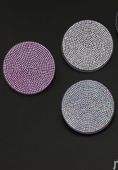 Car Coasters for Drink Rhinestone Set of 2 Holders, Non-Slip, Design, Beautiful, (Black)