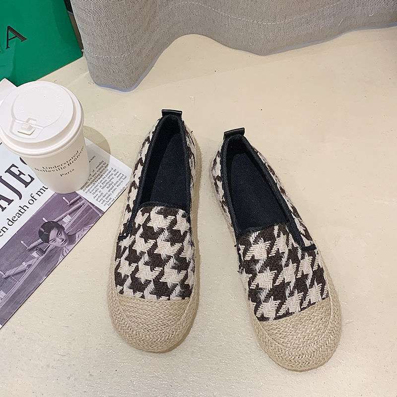 Fisherman shoes women's spring and autumn 2025 new soft flat bottom small fragrant woolen woolen casual weaving lazy one pedal loafers