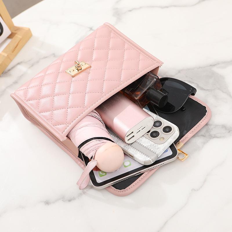 Embroidered rhombus single shoulder crossbody square bag casual simple texture women's bag