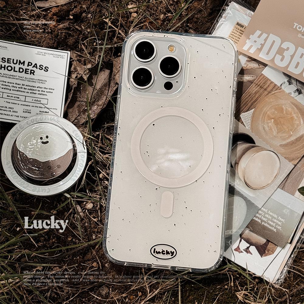 Double-layer Imd IPhone 16 Phone Case 14 Magnetic Stand IPhone 15 Pro Max Ink Dot Coconut 12 Applicable 13