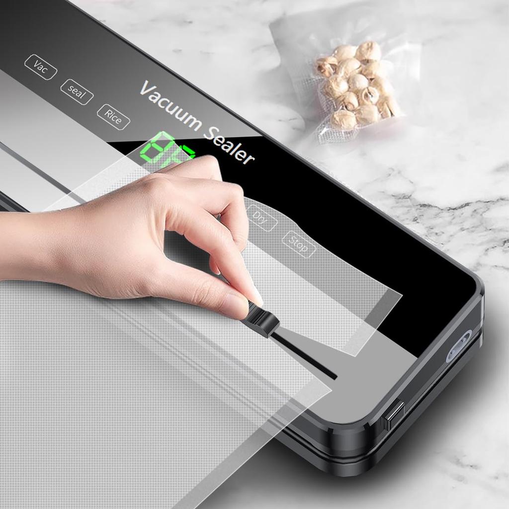 Vacuum Sealer Dry Wet Food Storage Sealing Machine with Built-In Cutter + 30 Textured Bags