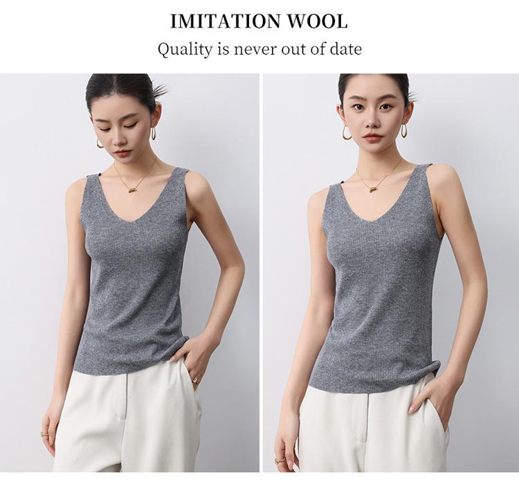 Yangzi Wool Knit U-Neck Women's Sleeveless Slim Fit Vest - Spring/Summer
