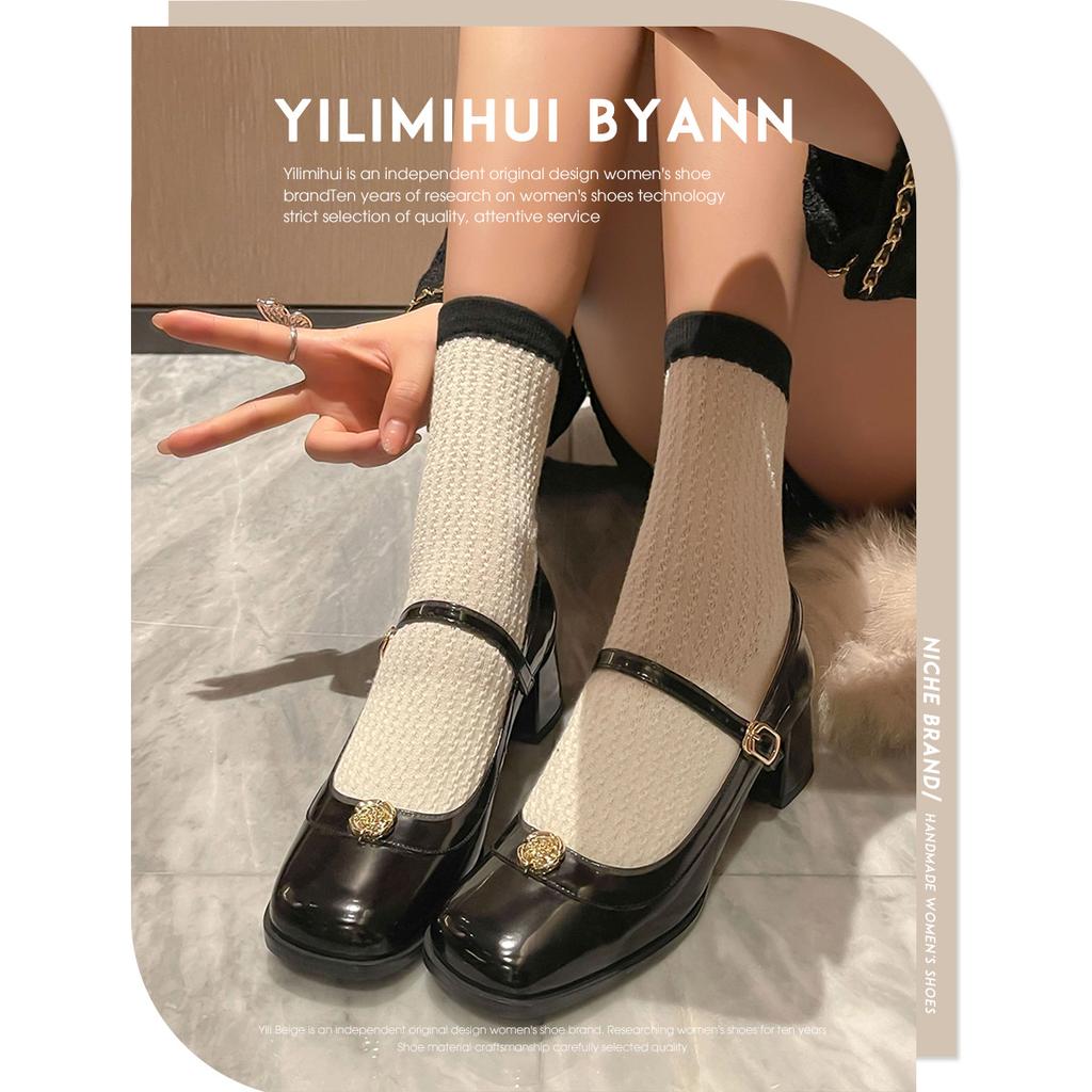 Sheepskin~ French Square Head Retro French Thick Heel Women's Autumn and Winter Skirt 2025 New Light Mouth Mary Jane Single Shoes