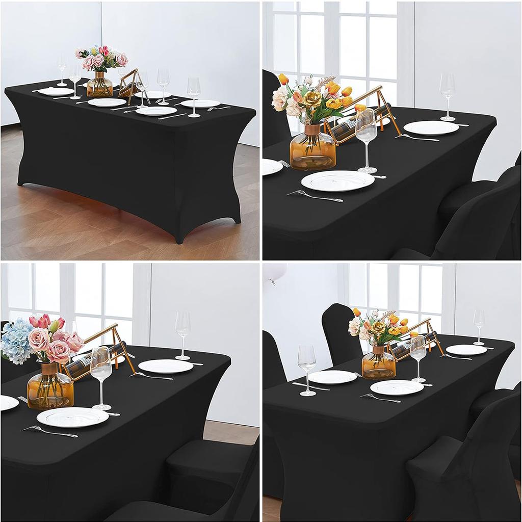 Spandex Tablecloth Tight Fitted Washable and Wrinkle Resistant Stretch Rectangular Patio Event Wedding Parties Table Cover