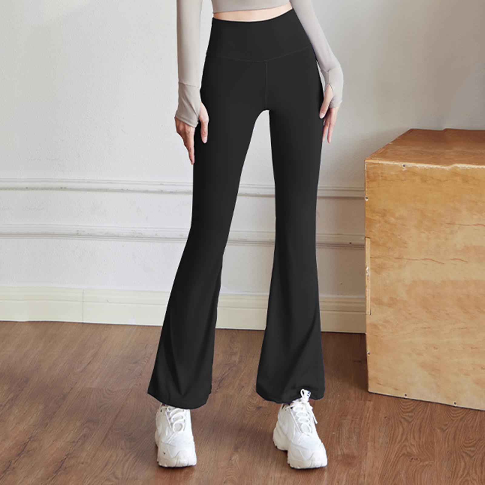 

Женские высокоэластичные облегающие корректирующие йога-штаны Повседневные спортивные брюки с широкими штанинами L чёрный