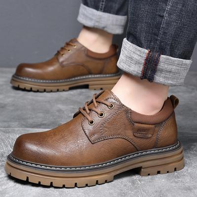 Modische Herren-Lederschuhe mit runder Zehenpartie Hohe Qualität, lässiger und vielseitiger Stil Party, Outdoor, Freizeit, Business, dicksohlige Herrenschuhe