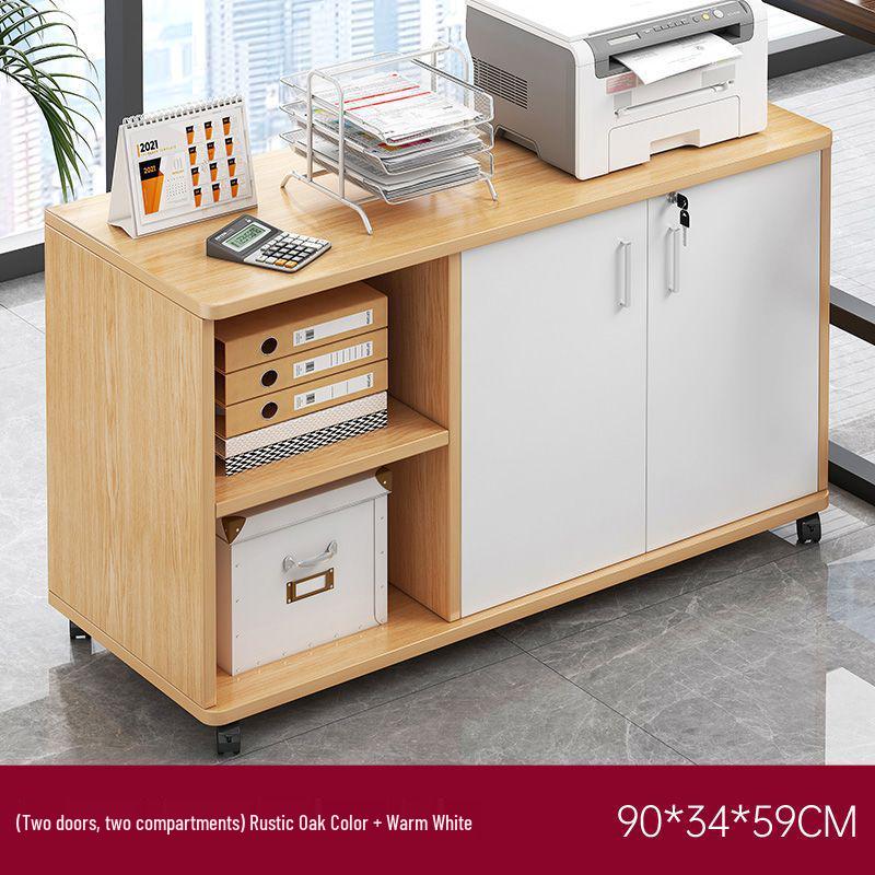 Wooden Office Filing Cabinet with Lock and Under-Desk Storage