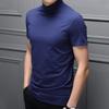 Pánské letní top s polovičním vysokým límcem, jednobarevný, měkký svetr, prodyšný, udržuje chlad, ležérní, krátký rukáv, pánské letní tričko, pánské oblečení
