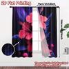 2D FLAT PRINTING 2pcs Curtains (Without Rod) Floral Hibiscus in Neon Glow Ramadan Festival Fashion Curtains Durable Polyester