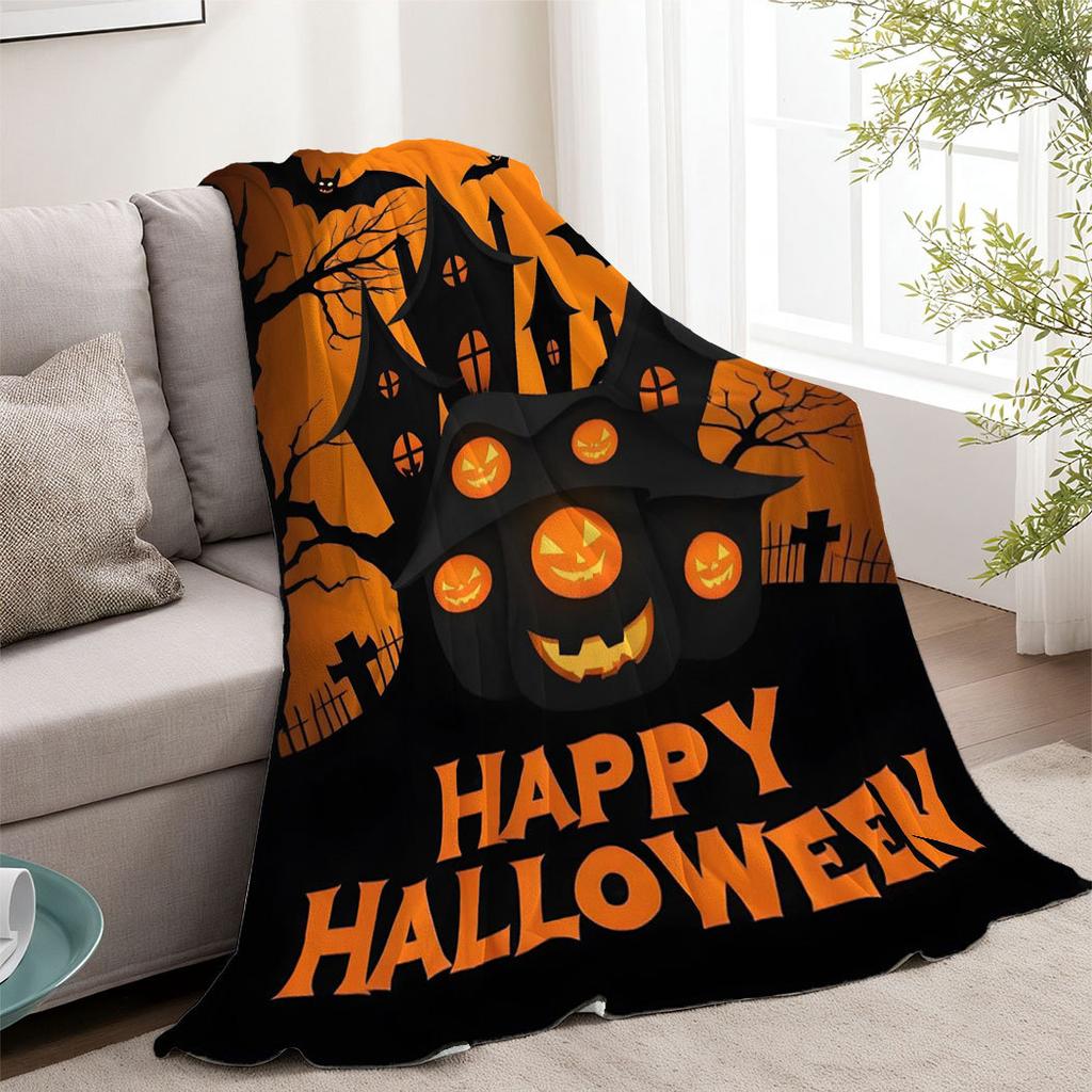 Halloween Dark Night Castle Printed Blanket for Bed Travel Camping Living Room Office Conditioning Blanket for All Seasons Gifts