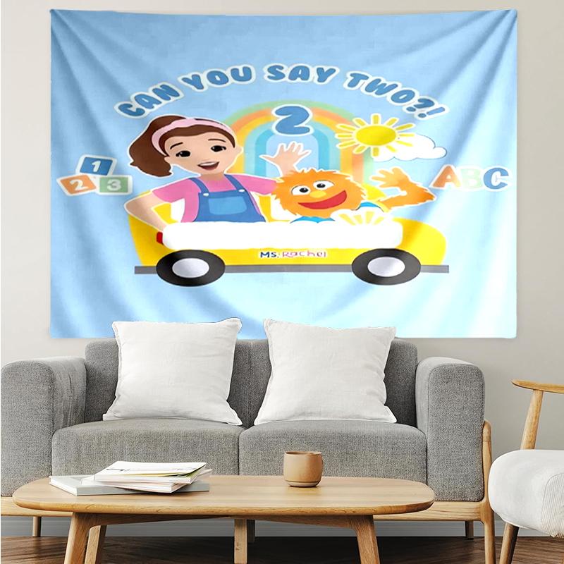Ms.-Rachel Print Tapestry, Backdrop, Easy Setup, Ideal for Bedroom, Office & Living Room, with Aesthetic Wall Hanging Decor.