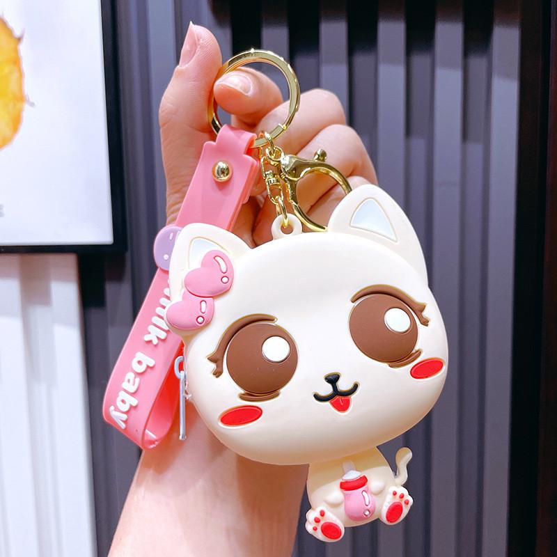 Cute Silicone Mini Coin Purse Adorable Cat Keychain Accessory For Gifts And Parties
