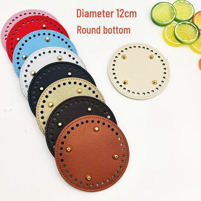 Hand-Crocheted DIY HyunA Woven Bag Base - 12cm Round PU Leather Bottom for Handbag Accessories