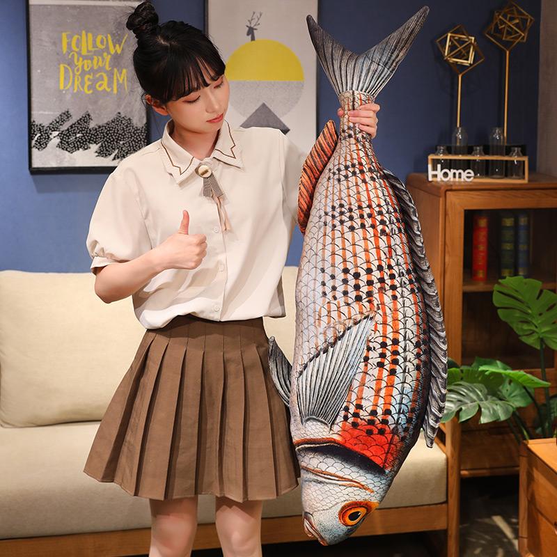 1ks 50-110CM Simulace Ryba Plyšové Hračky Skutečný Život Mořská Ryba Polštář Vycpané Měkké Zvíře Polštář Kreativní Dárek pro Domácí Mazlíčky