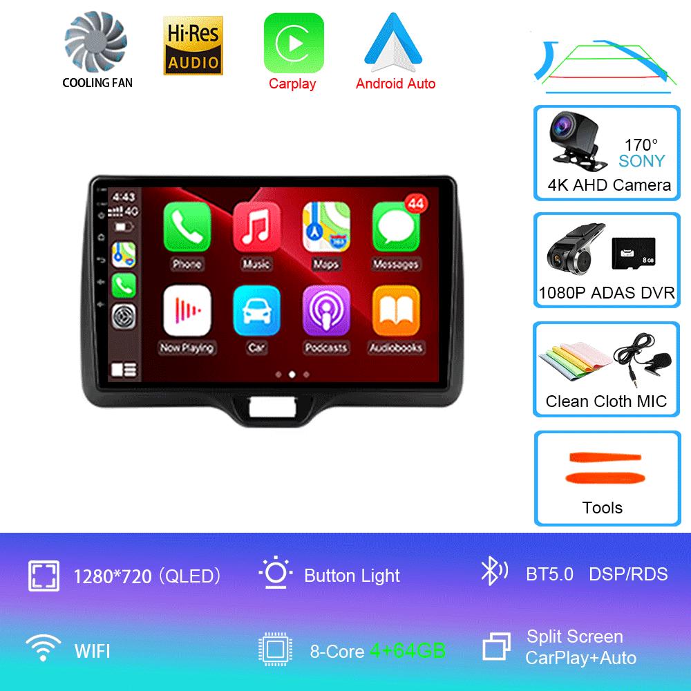 Android 14 Car Radio Carplay Auto For Toyota Yaris Vios 2020 - 2025 Right Hand Drive Multimedia Player GPS Video 2 Din Head Unit
