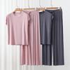 Modal Loose Homewear Set O-neck Tshirts Short Sleeves and Wide Leg Pants Casual Streetwear Suit All Match