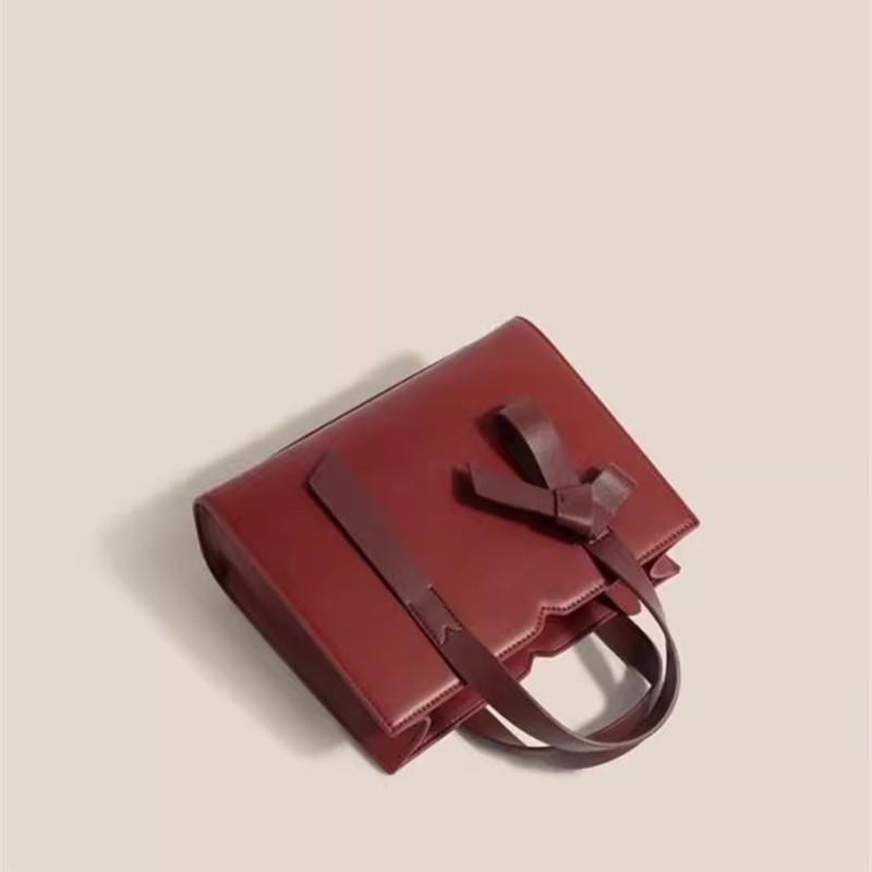 JIAERDI Sweet Cute Bow Handbag Women Retro Red Elegant Shoulder Bag Ladies Square Leather Large Capacity Crossbody Bag Chic 2025