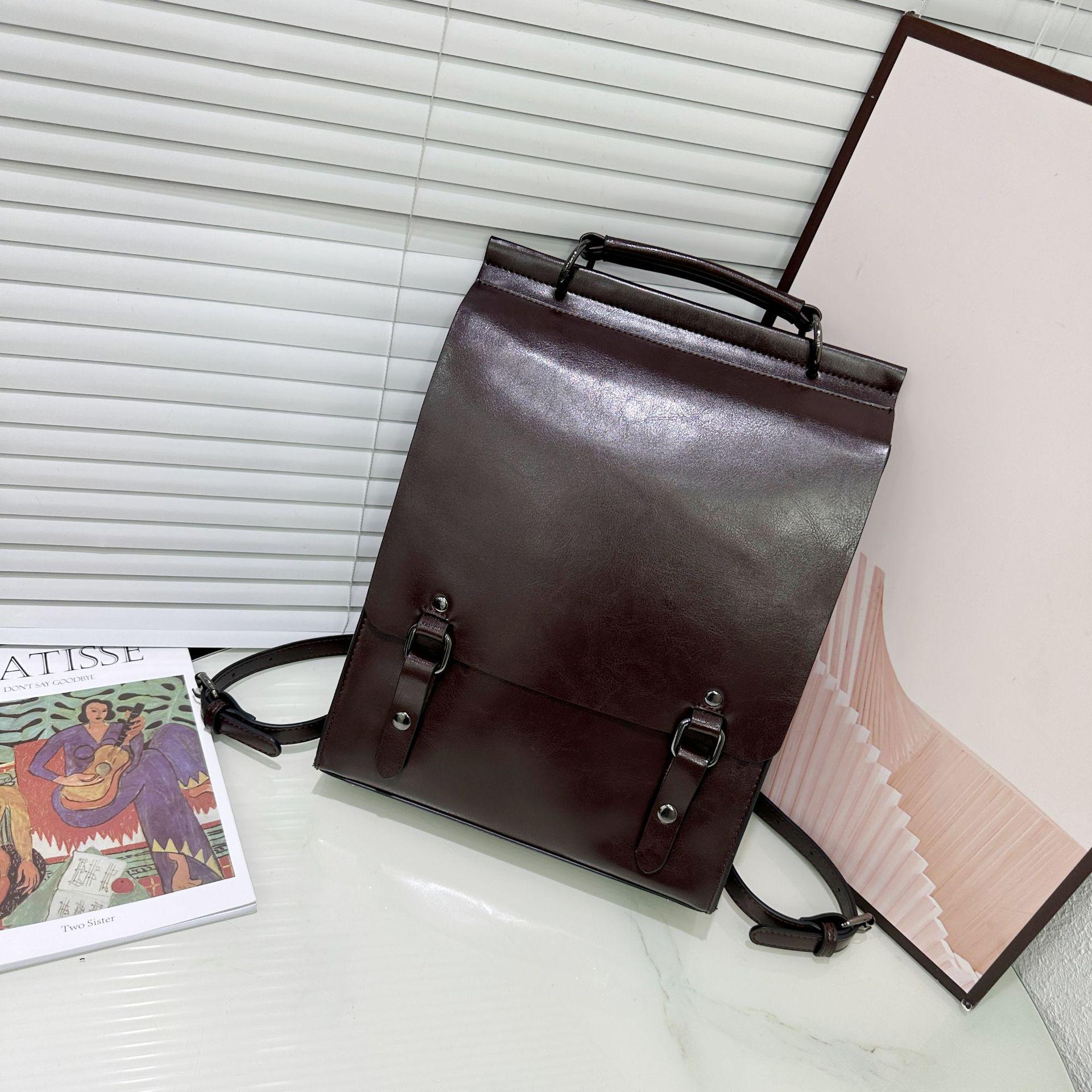 

Женский рюкзак-кроссбоди из натуральной кожи высокого класса – в корейском стиле, легкий, идеально подходит для колледжа, вечеринки или повседневного использования кофейный