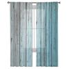 Blue Vintage Shabby Wood Sheer Curtains Living Room Window Tulle Curtains For Bedroom Kitchen Home Decoration Voile Drapes