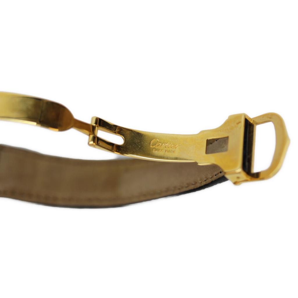 Cartier 925 Musi Vermeil LM Czarna Tarcza QZ Zegarki Skórzane Czarny / złotyUżywany