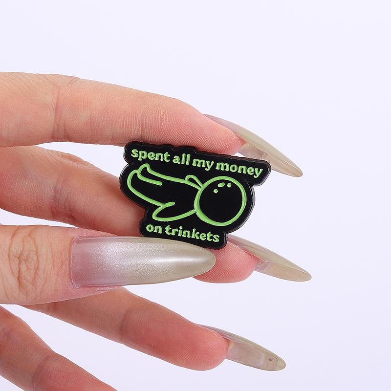 Line Man Enamel Pins Custom Spent All My Money On Trinkets Brooches Lapel Badges Clothes Funny Jewelry Gift for Friends
