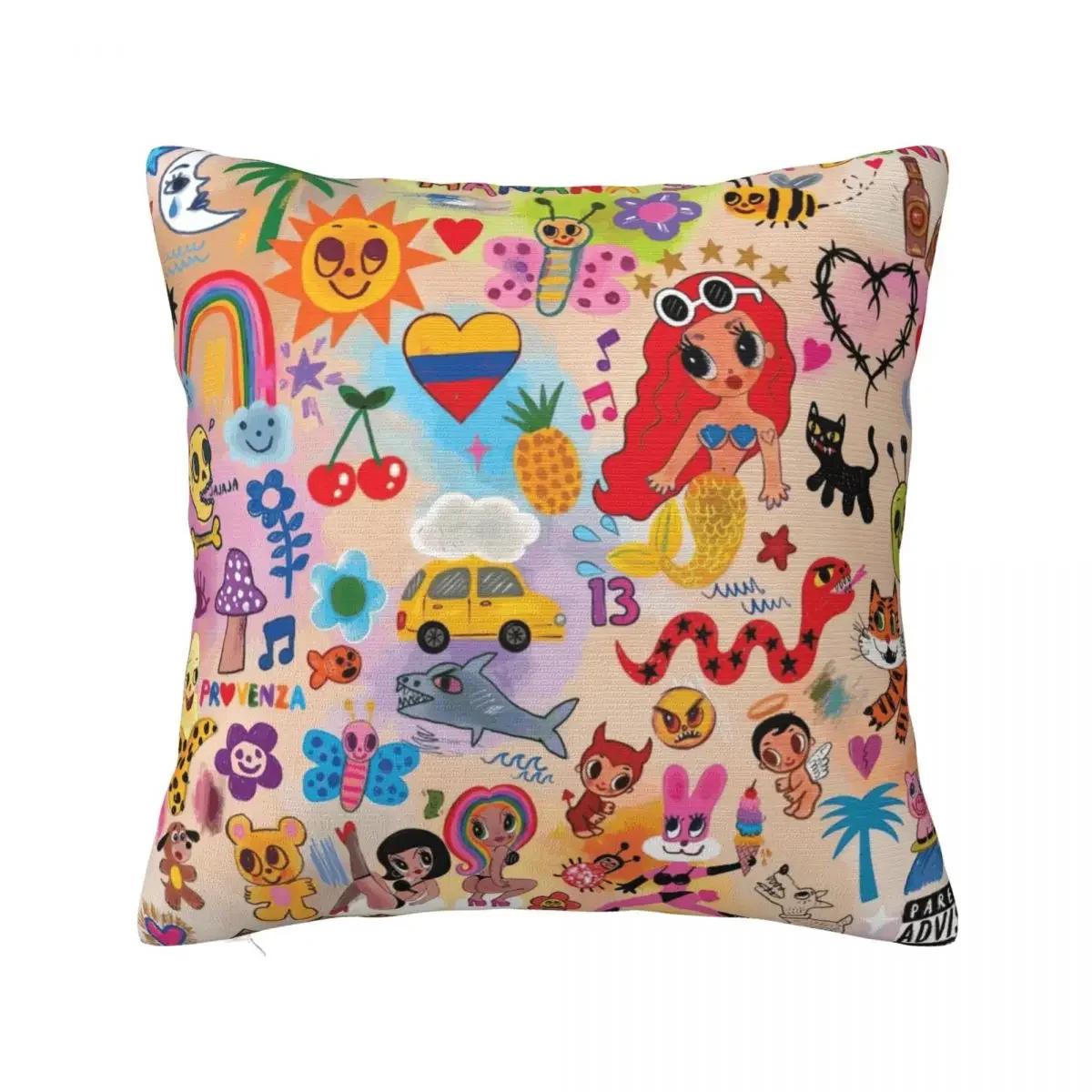 

Manana Sera Bonito Karol G Pillowcase Polyester Cushion Cover Decorative Throw Pillow Case Cover Home Zipper 66x66cm бежевый