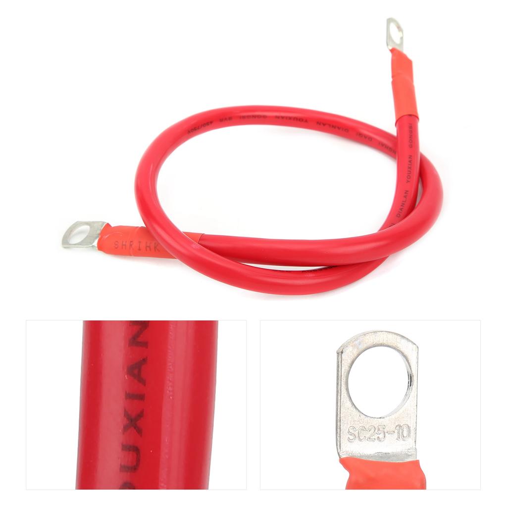 23.6in Ground Wire 4AWG 25mm² 150A High Toughness Earth Cable for Battery Inverter Holder