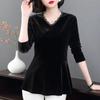 Tops Women's Autumn and Winter Warm Comfortable V-Neck   Shirt Long Sleeve T-shirt Loose Casual Pullover Top