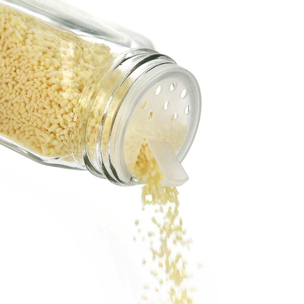 Leeseph Gewürzgläser aus Glas, 113 ml, leere quadratische Gewürzflaschen mit Bambusholzdeckel und Streudeckel für Gewürzregal, Schublade, Schrank