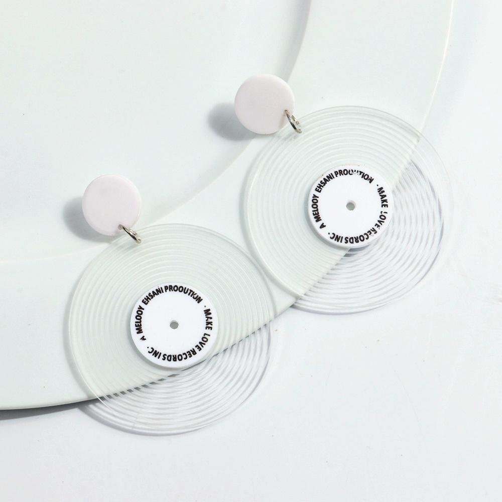 Hot Selling Vinyl Record Acrylic Drop Earrings Large Personality Pink Record Dangle Earrings for Women Festival Jewelry Gifts