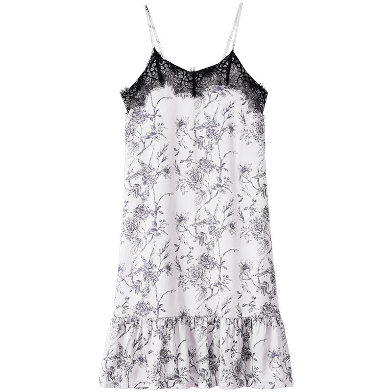 Couple Pajamas Summer Ice Silk Short Sleeves Thin Cool Type One Man and One Woman Suspender Nightdress Sexy Silk Loungewear