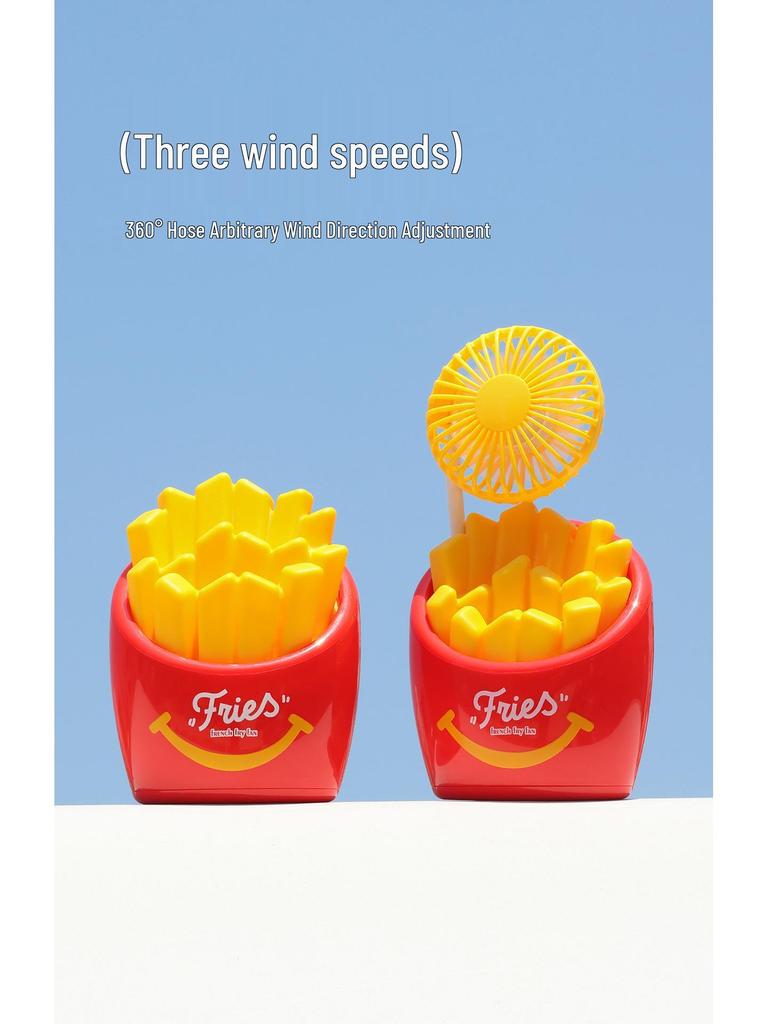 USB Charger Hamburger & Fries Desktop Fan - Cute & Fun Student Desk Ornament