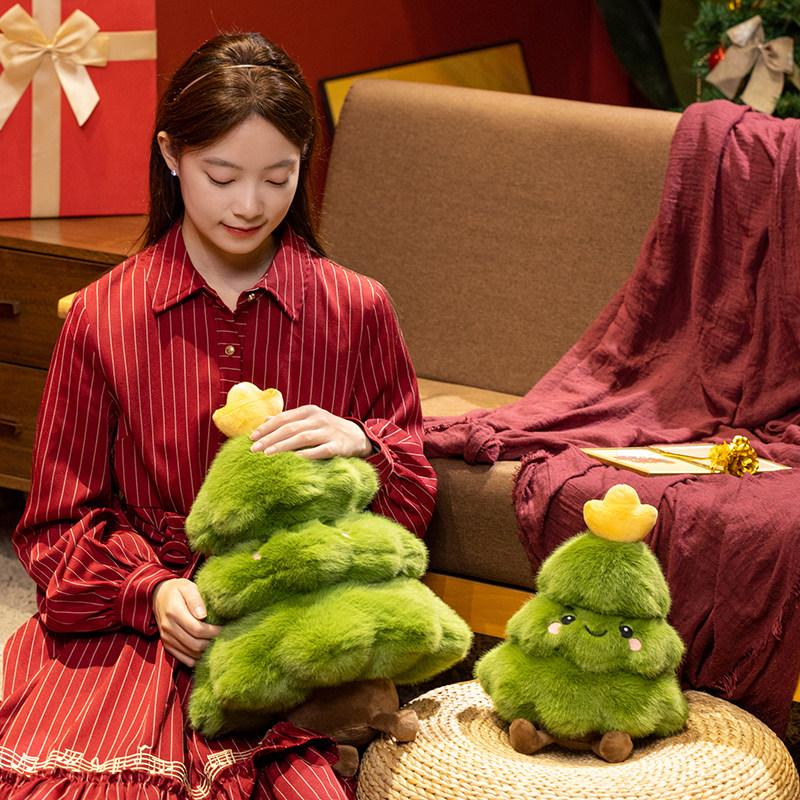 Colorful Cartoon Money Tree Christmas Little Pine Tree Plush Throw Pillow Sofa Chair Cushion Soft Stuffed Plants Party Decor