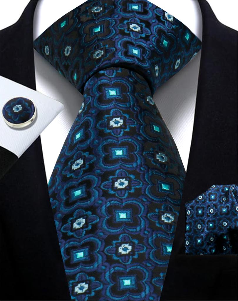 Mens Tie Paisley Jacquard Woven 8Cm Formal Business Wedding Necktie Pocket Square Set Suit Cravat High Quality Handmade Gravata