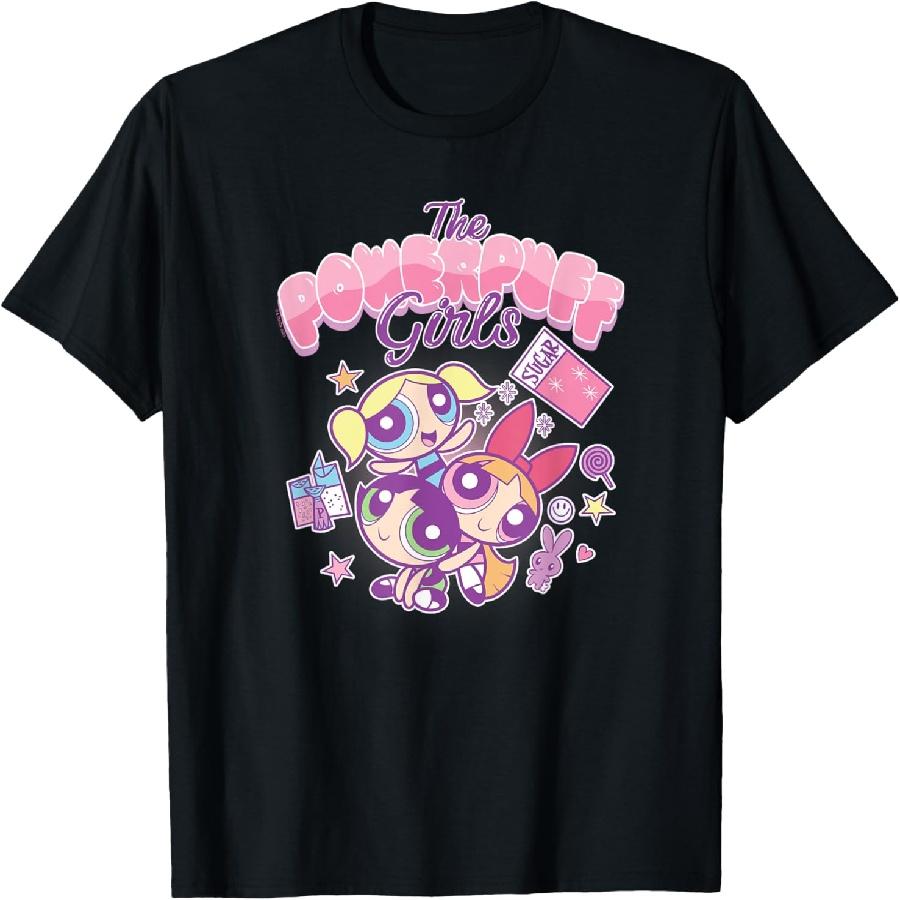 The Powerpuff Girls Bubble Letters Sugar and Spice Cartoon T-Shirt S