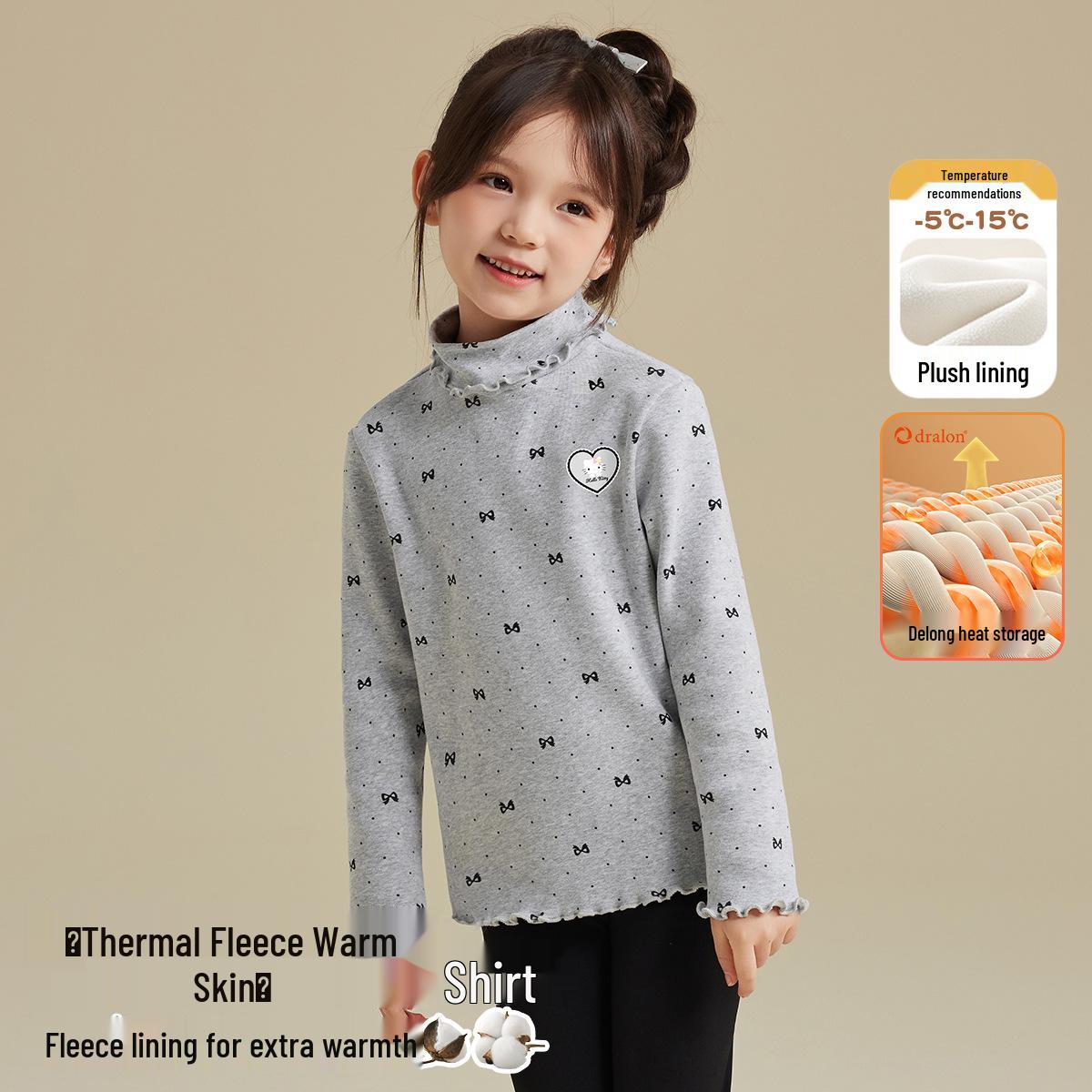 Hello Kitty Kids  2025 Cozy Half-High Collar Thermal T-Shirt 110 серый