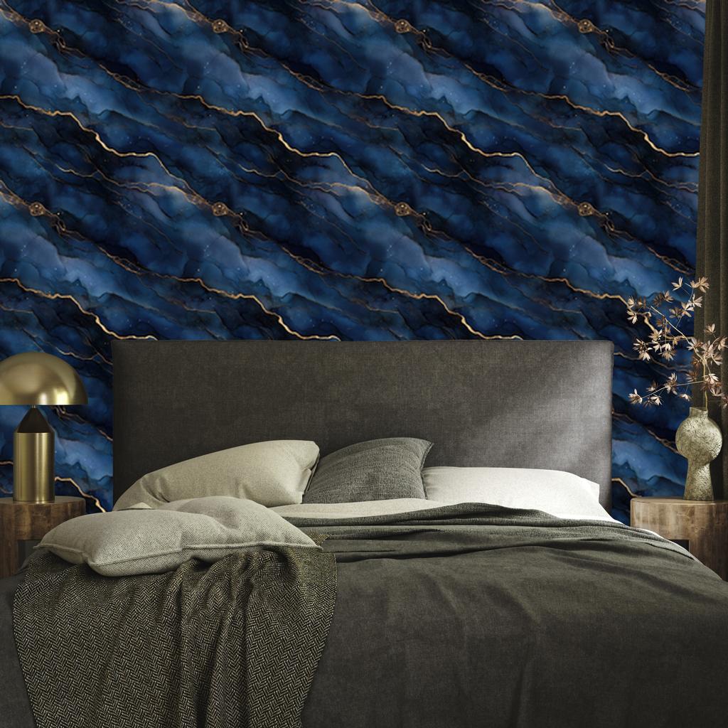 Navy blue and black ink wallpaper, navy blue background for living room and bedroom 50x1000