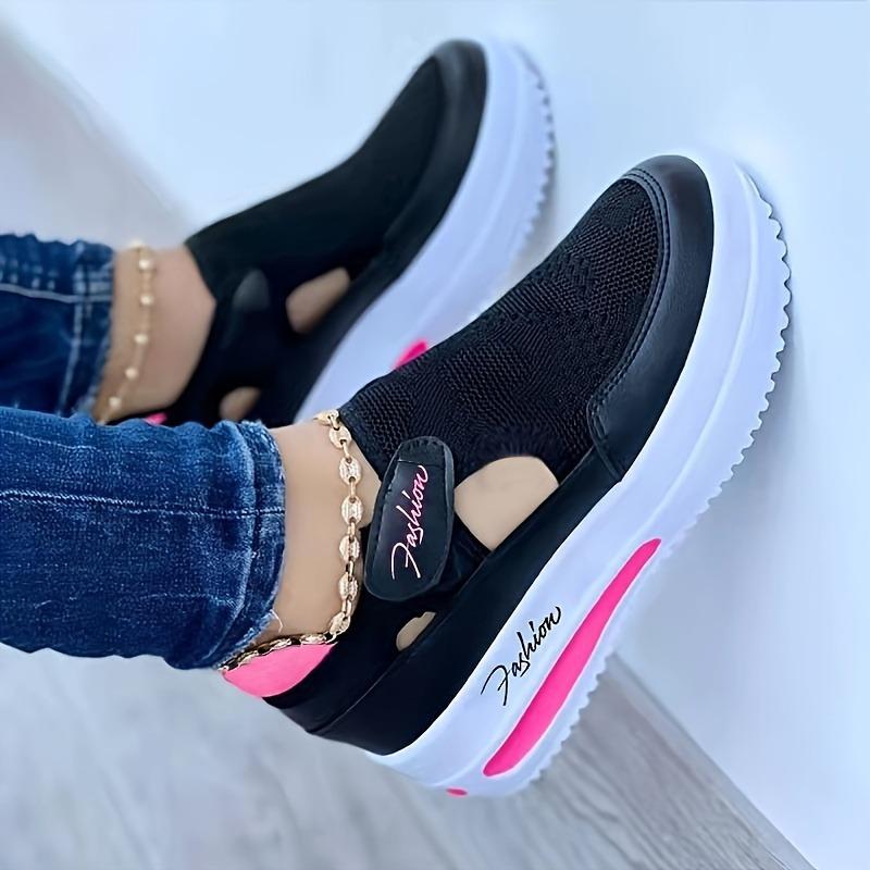New large-sized casual single shoes for women in spring and summer, featuring flat woven breathable Velcro casual mesh