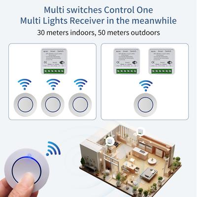Interruptor de luz inteligente WiFi Tuya 16A Receptor de relé inalámbrico 433Mhz Mini interruptor de panel redondo Control por voz por APP Alexa Google Home