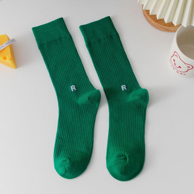 

Южная Корея Dongdaemun женские длинные носки с полосками в виде букв карамельного цвета One Size